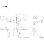 GotoH® SG381 Locking Tuner MG-T 07-L3R3-in, guitar knob, electric guitar, silver lock, round head, Zinc Cosmo Black-Lef