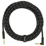 Fender® Deluxe Series Black Tweed, 5.5 meters of premium jack, golden head 18.6FT Deluxe Series Instrument Cable / Straight -ngled, Guitar Cabl