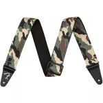 Fender® Camo Strap Woodland สายสะพายกีตาร์ สำหรับโปร่ง/ไฟฟ้า/เบส กว้าง 2 นิ้ว เนื้อผ้าแคนวาส ปลายสายหนังแท้มีโลโก้ Fende