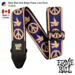 ERNIE BALL® P04699 Navy Blue And Beige Peace Love Dove Jacquard Strap สายสะพายกีตาร์ 3in1 ลวดลายศิลปะ สำหรับกีตาร์โปร่ง/