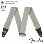 Fender® Supersoft Strap สายสะพายกีตาร์ สำหรับโปร่ง/ไฟฟ้า/เบส กว้าง 2" เนื้อผ้านุ่มพิเศษ สีเทา ปรับยาวได้ 34 - 58 นิ้ว ป