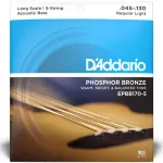 D’Addario® EPBB170-5 Base Base Base Strap 5, 100% authentic Phosphor Bronze, Regular Light 5-String / Long