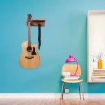 RASVONE GHW300, guitar hanging, wooden material and hooks & storage tray, Wooden Guitar Hanger with Rack & Hooks