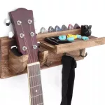RASVONE GHW300, guitar hanging, wooden material and hooks & storage tray, Wooden Guitar Hanger with Rack & Hooks