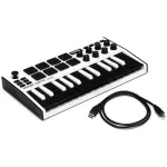 AKAI® MPK Mini MKIII MIDI Controller, 25 Portable Portable Key Board 8 PADS, 8 buttons Q Link and THUB + Free Sound Cut & USB **