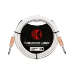KIRLIN IP-41WH 3M Instrument Cable, 3-meter, white guitar jack cable, pastel jack, PVC material, resistant to use + free strap