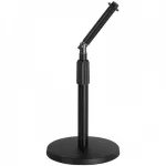 On Stage® DS8200 Adjustable Desktop Mic Stand Mike stands, desktop, microphone, round table, tilted base, 40 degrees, highs 9 - 14.25 inches