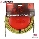 D'Addario® PW-BG-20TW สายแจ็คกีตาร์ แบบไนลอนถัก ยาว 6 เมตร หัวตรง/หัวตรง มีฉนวน 2 ชั้น  20FT Braided, Straight / Strai