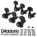 D'Addario® PWAT-332L ลูกบิดกีตาร์โปร่ง สีดำล้วน อย่างดี มีกลไกตัดสายส่วนเกิน + แถมฟรีน็อตและวงแหวนรอง Auto-trim Locking Tuning Machine Heads