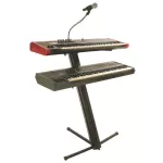 On Stage® KS9102 Quantum Core Column Keyboard Stand, 2 -story keyboard stand, adjustable height between 10-44 inches, can support a total weight of 114 kg per microphone.