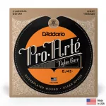 D'Addario® Pro-Arté Nylon EJ43 สายกีตาร์คลาสสิค ไนลอนใส แบบพรีเมียม ของแท้ 100% Light Tension, 0.0275 - 0.042 ** Made