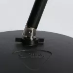 On Stage® MS8412 MIC Stand Mike stands high, 104-175 cm. Round base is 15 degrees.