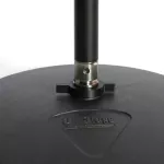 On Stage® MS8412 MIC Stand Mike stands high, 104-175 cm. Round base is 15 degrees.