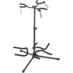 On Stage® GS7352B Triple Guitar Stand, 3 -legs, 3 metal base, can adjust the height. There is a foldable guitar lock.