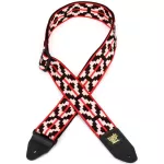 ERNIE BALL® P05322 Ristra Red Jacquard Strap, 3in1 guitar strap, art pattern for airy guitar/electric guitar, bass guitar