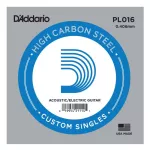 D'Addario® PL016 สายกีตาร์ สายปลีก แพ็ค 5 เส้น สายกีตาร์โปร่ง / สายกีตาร์ไฟฟ้า เบอร์ 16 แบบ High Carbon Steel  ของแท้ 1