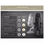 Blue Microphones® YETI BLACKOUT USB condenser Mike adjustable Can connect to monitor headphones + free USB cable