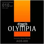 Olympia® AGS-800 สายกีตาร์โปร่ง เบอร์ 10 แบบ Phosphor Bronze ของแท้ 100% Extra Light, 0.010 - 0.047