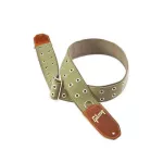GIBSON® Rivet Green Canvas Strap สายสะพายกีตาร์ไฟฟ้า / สายสะพายกีตาร์โปร่ง / สายสะพายกีตาร์เบส ผ้าฝ้ายถัก ปลายหนังแท้