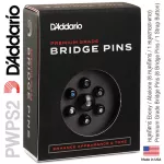 D'Addario® PWPS2 Bridge Pins หมุดกีตาร์ + หมุดสายสะพาย วัสดุไม้แท้ ลาย  Ebony / Abalone  Premium Grade Bridge Pins , 6