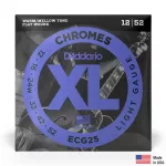 D'Addario® ECG25 สายกีตาร์ไฟฟ้า เบอร์ 12 วัสดุโลหะโครม XL Chrome Flat Wound ของแท้ 100% Light, 12-52 ** Made in USA *