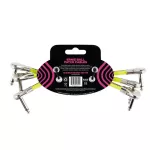 ERNIE BALL® สายพ่วงเอฟเฟค / สายแจ็คต่อเอฟเฟค ยาว 15 ซม. หัวงอ/หัวงอ แบบหัวแบน 1 แพ็คมี 3 เส้น  6IN Patch Cable / Flat Heads