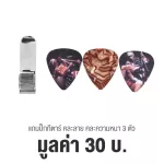 RASVONE STRAP-CLIP-ON PICK HOLDER with a clamped picker with 30 metal guitar straps, PHS3 + free Pig 3