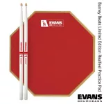 Evans™ EV-RF12G-RB5A Realfeel Practice Pad แป้นซ้อมกลอง 12 นิ้ว ผิวยางสีแดง ลาย Barney Beats รุ่นพิเศษ Limited Edition +