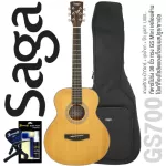 Saga® GS700 กีตาร์โปร่ง 38 นิ้ว ทรง GS Mini ไม้ท็อปโซลิดแองเกิ้ลแมนสปรูซ/ไม้ซาเปล เคลือบด้าน สีไม้ + ฟรีกระเป๋า& คาโป้ &