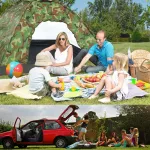 Dome tent for camping, camping tent, camouflage for 2 people, 2 tents, rain tents, double -layered tents, easy to set up.