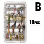 Realistic FLY FISHING FLIES 16/18 PCS Dry PCS insect Insects for Bass Fishing Assortment Flyfishing.