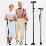 The old staff helped to walk. Walking staff Elderly staff Walking equipment Foldable staff Adjustable with LED wood