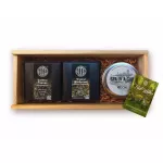 เซ็ทของขวัญชาในกระปุกและเทียนไขถั่วเหลือง ในกล่องไม้ยาว TE Gift Collection 2021 Medium wooden box with furoshiki wrap