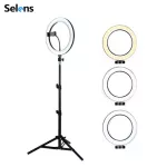 Selens LED Ring Light 26cm Dimmable Video Live Studio Lighting Round Light Youtube Facebook with 2M Trip Trip Stand for Vlogging Makeup Selfie