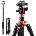 K & F DSLR ขาตั้งกล้องอลูมิเนียมท่องเที่ยว Vlog ขาตั้งกล้อง Monopod พร้อมหัวบอลแบบพาโนรามา 360 °กำลังโหลดสูงสุด 17.6lbs / 8kg-Orange