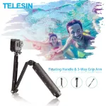Telesin Waterproof Selfie Stick Hand Grip + 3 WAY GRIP ARM MONOPOD POLE Camera for GoPro Xiao Yi SJCAM DJI OSMO Action