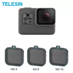 TELESIN 3 Pack ND Lens Protector Kit Set ND4 8 16 Neutral Density Filter สำหรับ Gopro Hero 5 Hero 6 7 Black Accessoreis