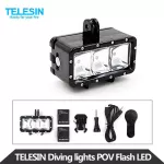 TELESIN ดำน้ำใต้น้ำหรี่ LED เติมแสงกันน้ำ 98.4FT 300 ลูเมนพร้อมแบตเตอรี่ 2 ก้อนสำหรับ GoPro Hero 5 Hero 4 Hero 3