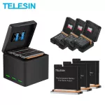 TELESIN 3 แพ็คแบตเตอรี่ + 3 ช่องแบตเตอรี่ที่ชาร์จ TF Card Storage Box สำหรับ DJI Osmo Action Camera Accessories