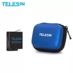 TELESIN 1 ชิ้นเปลี่ยนแบตเตอรี่ 3.85V 1220mAh + กระเป๋าเก็บมินิสีน้ำเงินสำหรับ GoPro Hero 5 6 7 สีดำอุปกรณ์เสริมกล้อง