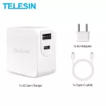 Telesin Gan 65W Fast Charger USB PD QC 3.0 for GoPro Osmo Action for MacBook iPhone Samsung Type C Portable Gan Charger