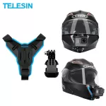 TELESIN สายรัดหมวกนิรภัยสำหรับรถจักรยานยนต์กล้องด้านหน้า Chin Mount สำหรับ GoPro Hero 8 7 6 5 DJI Osmo Action อุปกรณ์เสริม