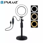 Puluz 3 Modes Dimmable LED Ring Vloging Vlog Video Photography Lights+Desktop Tripod Holder+Cold Shoe Tripod Ball Head
