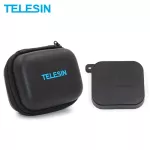 TELESIN กระเป๋ากล้องแอคชั่นขนาดเล็กแบบพกพาพร้อมฝาปิดเลนส์เคสใส่แบตเตอรี่สำหรับ Gopro Hero 5 6 7 สีดำ