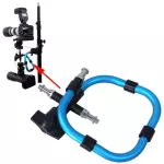 Blue, arms supporting legs, flash camera, Manfrotto MA050A, snake sleeve, PANNING BALL Head Light Stand - 3-5 kg.