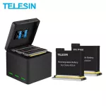 Telesin 3 แพ็คแบตเตอรี่ + 3 สล็อตอัจฉริยะชาร์จชาร์จ 2 TF กล่องเก็บบัตรสำหรับ DJI OSMO การกระทำอุปกรณ์กล้อง