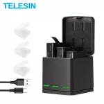 Telesin 3 slots LED Battery charger + 3 cubes + cable cable for GOPRO Hero 5 6 7 8 Camera accessories