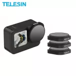 Telesin 3 ชิ้น ND8 / PL ND16 / PL ND32 / PL เลนส์กรอง 2 in 1 สำหรับ Gopro 9 โพลาไรกรองอลูมิเนียมกรอบสำหรับ Gopro ฮีโร่ 9