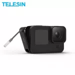 Telesin สำหรับ GoPro 9 แบตเตอรี่ด้านข้างฝาครอบฝาที่ถอดออกได้ง่าย Type-C ชาร์จฝาครอบพอร์ตสำหรับ Gopro Hero 9 สีดำ