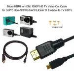 Micro HDMI เข้ากับ HDMI 1080P HD TV สายวิดีโอออกสำหรับ GoPro Hero 10/9/8/7/6/5/4/3 SJCam YI และกล้องอื่น ๆ เพื่อรับชมโทรทัศน